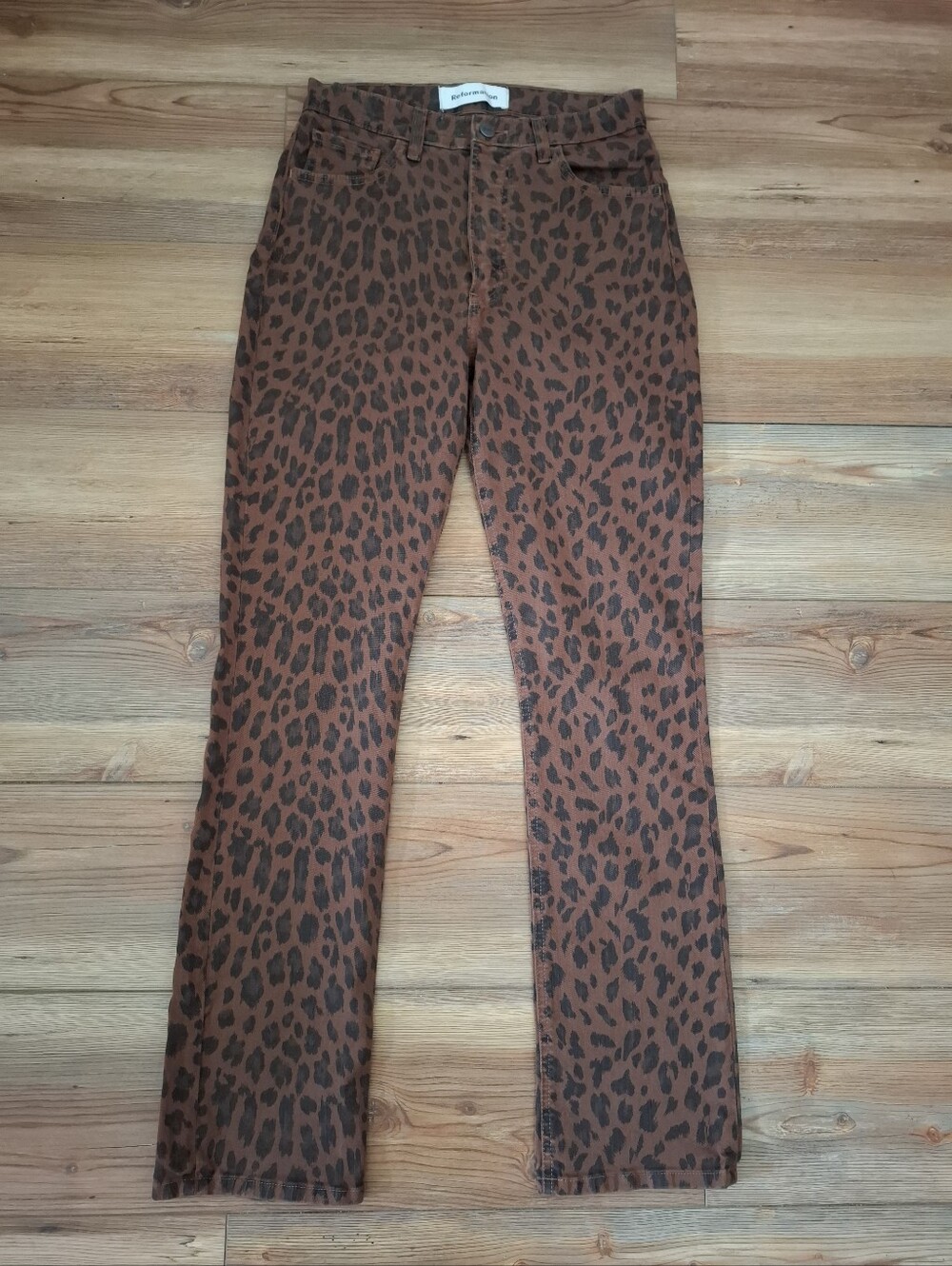 Reformation Jeans Women's 27 Liza High Rise Straight Leopard Print